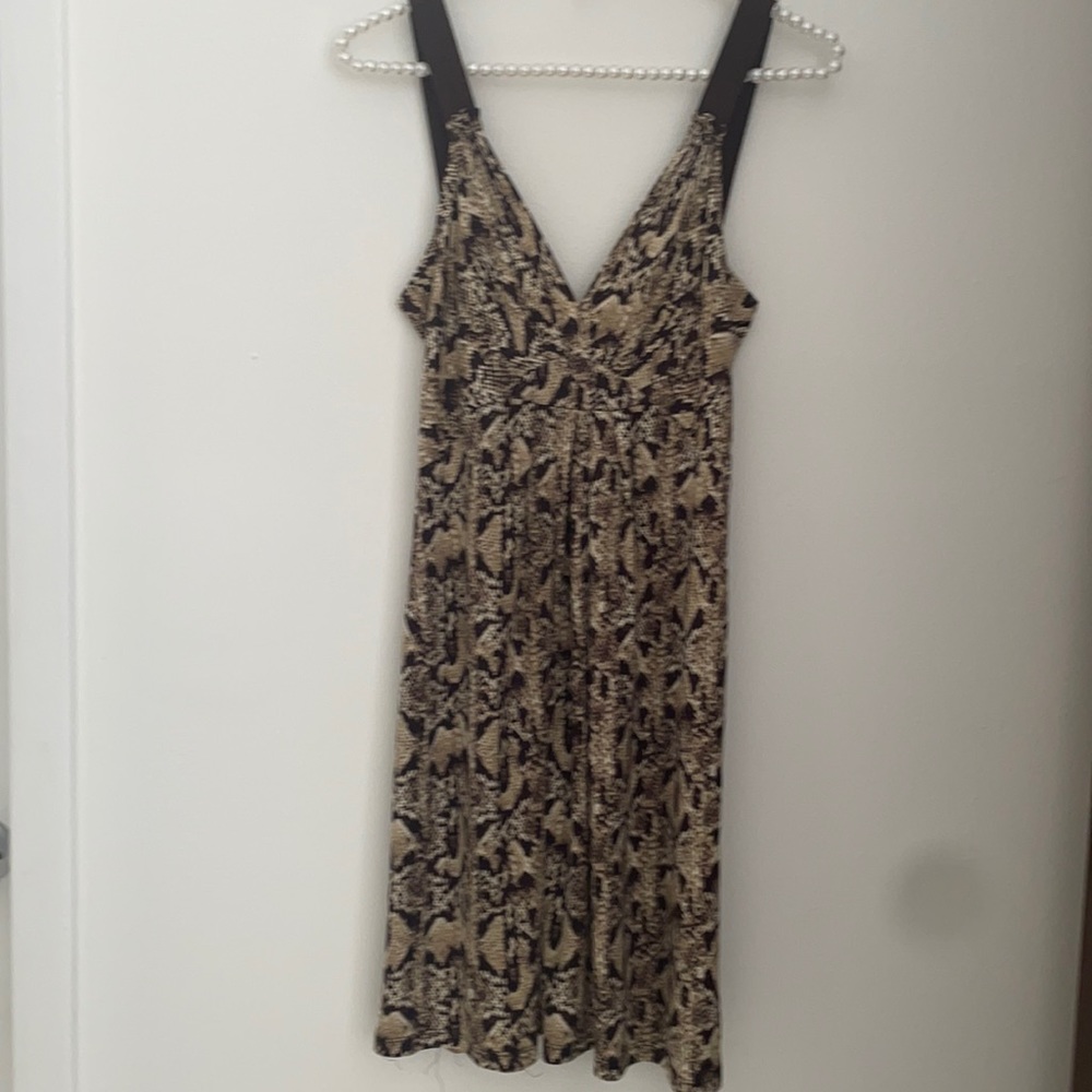ElieTahari Animal print sleeveless dress with ribbon straps